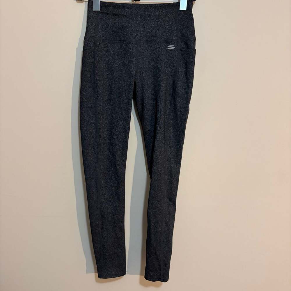 Skechers High Waist Leggings Womens XS Charcoal Heather Side Pockets